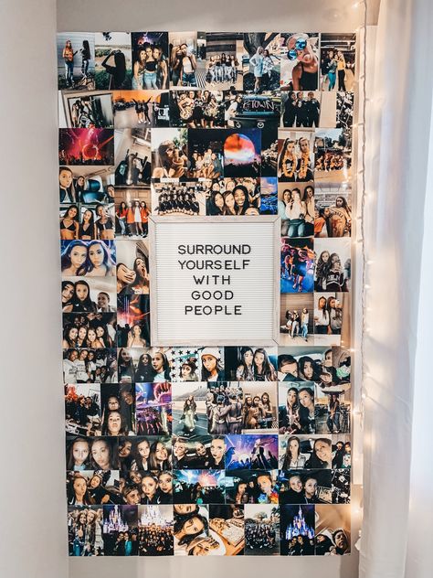 Picture Wall For Teenage Room, Photo Wall Ideas For Bedroom, Collection Of Pictures, Pictures To Put In Your Room, Photo Wall Collage Of Friends, Big Photo Collage Ideas, Picture Wall Ideas Friends, Room Picture Collage Ideas, Picture Collage On Wall Ideas