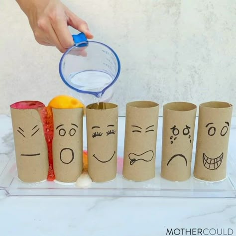 Emotion Experiment For Kids, My Emotions Activities, Emotion Themed Preschool Activities, Emotions Stem Activities, Feelings Science Preschool, Emotions Games Preschool, Emoji Preschool Activities, Emotion Activity For Preschool, Emotion Week Preschool