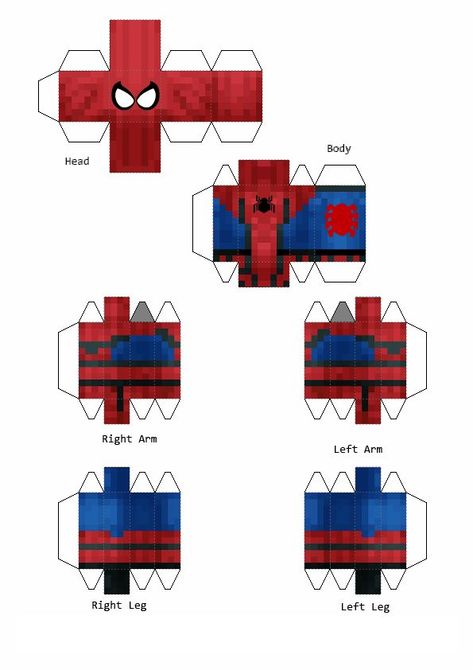 spiderman Papercraft Spiderman, Avengers Crafts, Papercraft Minecraft Skin, Spiderman Pixel Art, Minecraft Templates, Spiderman Room, Minecraft Printables, Amazing Gumball, Paper Doll Printable Templates