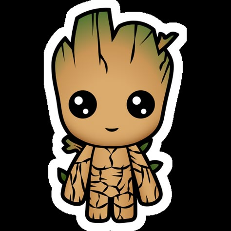 Do you remember cute little Groot? I'm sure you remember, because the phrase I am Groot sounded throughout the Guardians of the Galaxy film, and such a small cute extraterrestrial character cannot be... Cute Groot, Marvel Sticker, Marvel Stickers, Chibi Marvel, The Guardians Of The Galaxy, I Am Groot, The Guardians, Guardians Of The Galaxy, The Galaxy