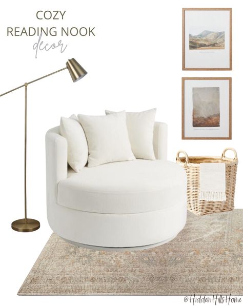 Round Swivel Chair Living Room, Swivel Chair Bedroom, White Swivel Chair, Apartment Finds, Round Swivel Chair, Big Comfy Chair, Curved Chair, Ranch Remodel, Sitting Chair