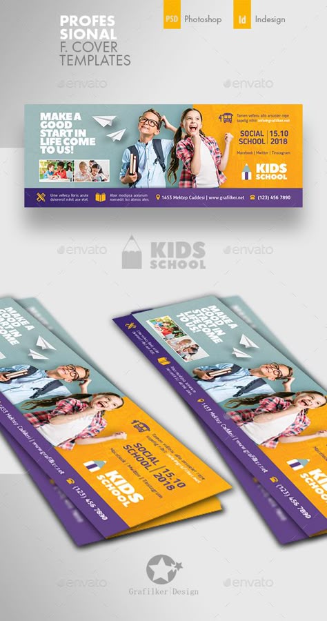 Kids School Cover Templates #School, #Kids, #Templates, #Cover School Banner Design Ideas, School Facebook Cover, Templates Facebook, School Advertising, Kids Banner, Fb Banner, Education Banner, Youtube Banner Design, Banner Design Inspiration