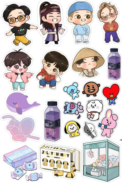 Bt21 Stickers Printable Hd, Bt 21 Stickers, Bts Stickers Printable Aesthetic, Enhypen Stickers Printable, Margen Aesthetic, Bts Stickers Printable, K Pop Stickers, Bt21 Stickers, Bts Printable