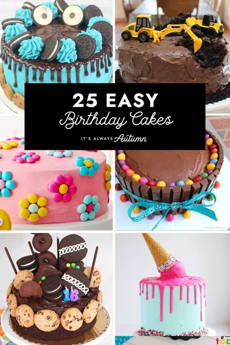 Diy Birthday Cake Kids, Diy Birthday Cake For Girls Easy, Decorating Birthday Cakes, Kids Cakes For Girls Birthdays, 9 Yrs Old Girl Birthday Party Ideas, Boys Birthday Cake Ideas Simple, Cute Cakes For Girls Birthday, Home Made Cake Decorations Ideas, Kids Birthday Cakes Girls Easy