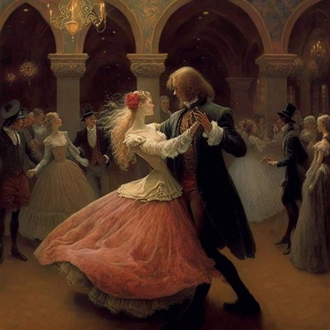 Victorian Ballroom Dancing Aesthetic, Man And Women Dancing Drawing, Slow Dance Art Reference, People Ballroom Dancing Reference, Waltz Dance Pose, People Dancing Together Reference, Ballroom Dancing Reference Drawing, Slow Dance Drawing Reference, Waltz Drawing Reference