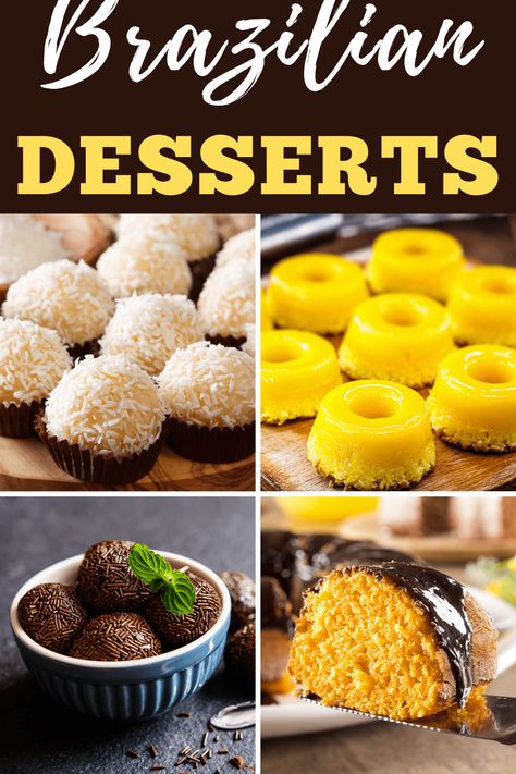 Looking for traditional Brazilian desserts? From brigadeiros to cheese puffs to acai bowls, these treats take your tastebuds on a trip to Brazil! Traditional Brazilian Desserts, Brazilian Food Recipes Desserts, Brazilian Christmas Desserts, Brazilian Desserts Easy, Brazilian Sweets Desserts, Brazilian Cookies Recipe, Brazil Dessert Recipes, Brazilian Brigadeiro Recipes, Brazilian Christmas Cookies