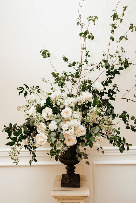 Urn Arrangements, Wedding Floral Arrangements, Flower Urn, White Floral Arrangements, White Flower Arrangements, Altar Arrangement, Large Floral Arrangements, Altar Flowers, Large Flower Arrangements