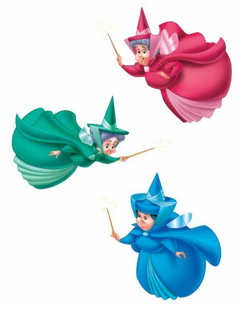 The Three Fairy Godmothers - Flora, Fauna, and Merryweather Sleeping Beauty Birthday Party, Sleeping Beauty Party, Sleeping Beauty Fairies, Disney Sleeve, Sleeping Beauty Maleficent, Disney Wiki, Images Disney, Disney Princess Party, Disney Sleeping Beauty