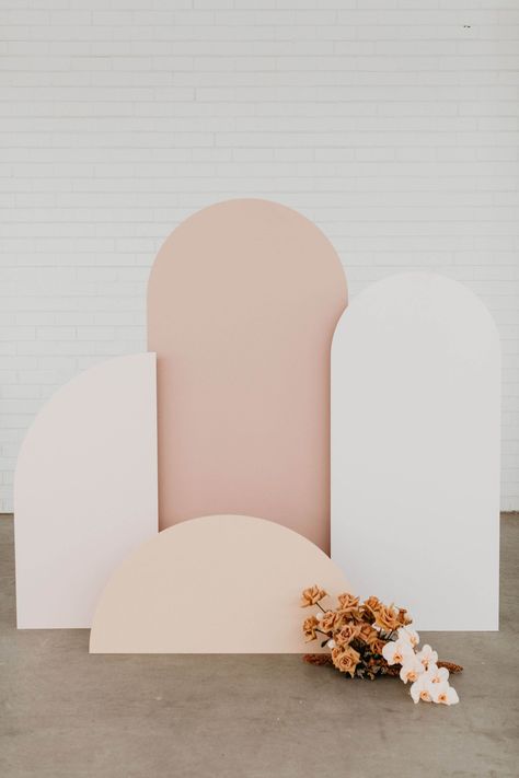 Two Arch Backdrop, Arched Party Backdrop, Diy Arched Backdrop Panels, Abstract Centerpieces, How To Make An Arch Backdrop, Wedding Arch Panel Backdrop, Neutral Photo Backdrop, Backdrop Arch Diy, Arch Backdrop Panels Diy