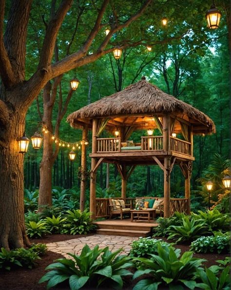 20 Fun And Relaxing Cabanas For Your Backyard Oasis – ToolzView Resort Garden Design, Mini Gazebo, Cabana Ideas Backyard, Unique Gazebo, Backyard Cabana, Cabana Design, Bamboo Houses, Hut House, Gazebo Ideas