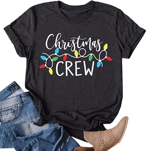 Gray christmas tee cotton blend 3 colors available (affiliate product) Christmas Family Shirts Ideas, Christmas Shirts Vinyl, Plus Size Hiking, Christmas Party Shirt, Shirts Vinyl, Womens Christmas Shirts, Womens Christmas, Xmas Shirts, Funny Xmas