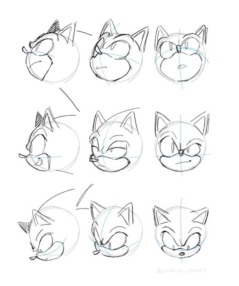 Sonic Character Base Pose, Sonic Front Facing, Sonic The Hedgehog Art Style, Sonic Facial Expressions, Sonic Expression Sheet, Sonic Art References, Sonic Side View, Sonic Reference Poses, Sonic Injured