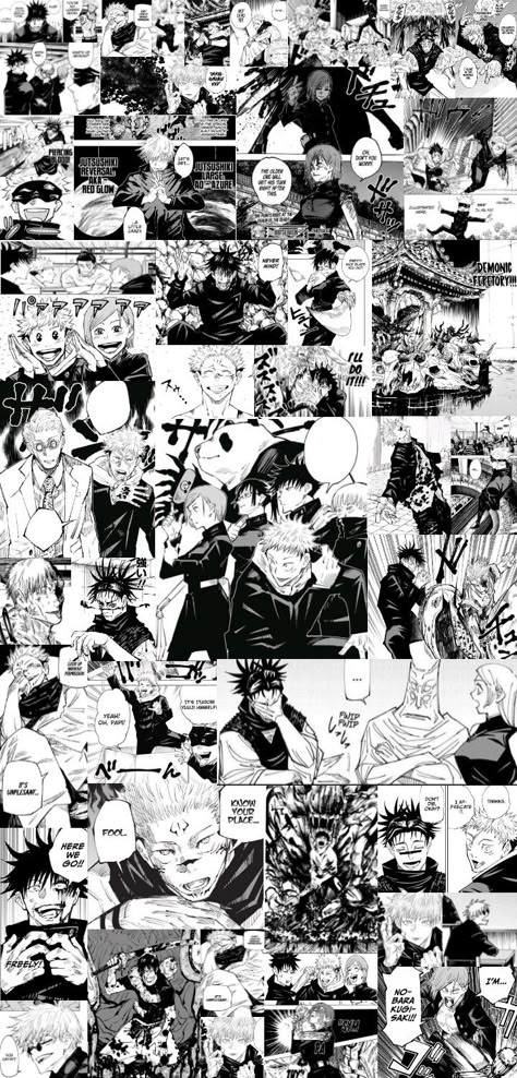 Manga Panels Aesthetic Jujutsu Kaisen, Jjk Manga Panels Collage, Anime Comic Background Black And White, Black And White Anime Poster Prints, Jjk Posters Black And White, Manga Art Black And White Wallpaper, Jujutsu Kaisen Collage Wallpaper, Jjk Collage Wallpaper, Jujutsu Kaisen Collage