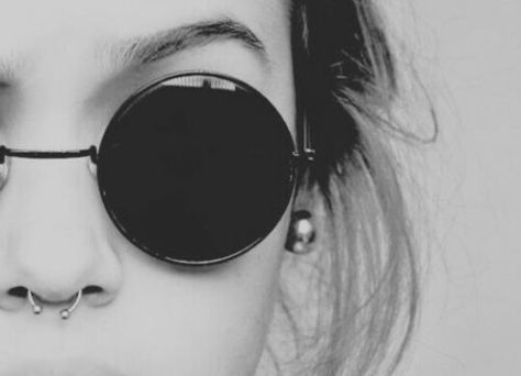 . Hipster Girl, Round Glasses, On Tumblr, Piercings, Amber, Shades, Tumblr, White, Black