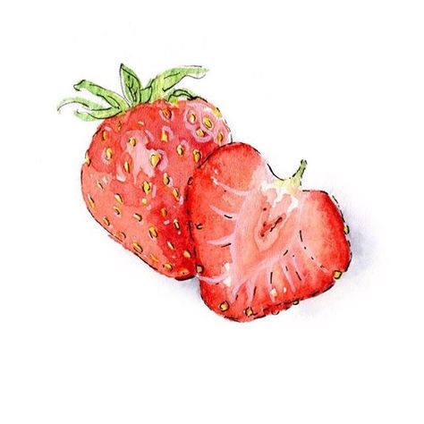 Strawberry Drawing, Strawberry Tattoo, Strawberry Watercolor, Strawberry Water, Wrist Tattoo Designs, Strawberry Art, Fruits Drawing, Cat Air, Wrist Tattoo