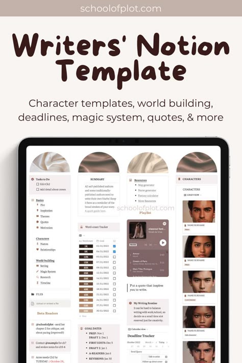 #Writing_Notion_Template #Writing_Notion #Notion_Template_Dashboard #Novel_Planner Writing Notion, Notion Template Dashboard, Scrivener Templates, Book Writing Template, Book Planning, Work Templates, Notion Setup, Writing Inspiration Tips, Writing Books