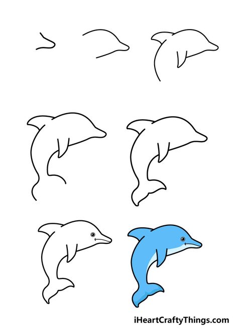 How to Draw A Dolphin – A Step by Step Guide Drawing Dolphin Easy, Dolphin Simple Drawing, How To Draw A Dolphin Easy, How To Draw A Dolphin Step By Step, How To Draw A Dolphin, Dolphin Drawing Simple, Dolphin Painting Easy, How To Draw Sea Creatures, Dolphin Drawing Easy