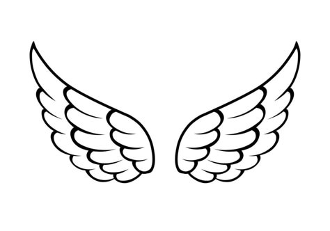 Angel Wings Line Art, Wings Aesthetic Angel, Angel Wings Template, Wings Line Art, Angel Wings Cartoon, Angel Wings Aesthetic, Angel Wing Outline, Wing Clipart, Wings Template