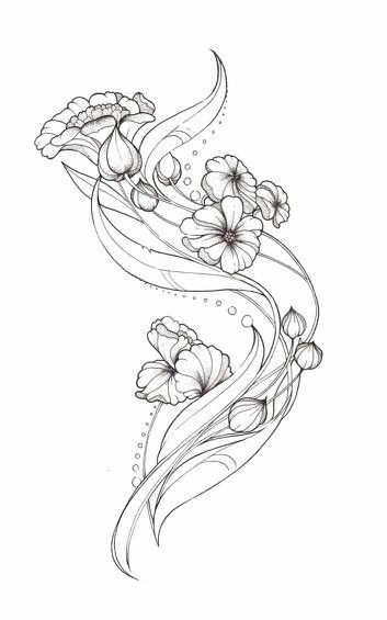 Art Nouveau floral Art Nouveau Tattoo Design, Fleurs Art Nouveau, Art Deco Tattoo, Tattoo Painting, Art Nouveau Tattoo, Motifs Art Nouveau, Nouveau Tattoo, Design Art Nouveau, Kunst Tattoos