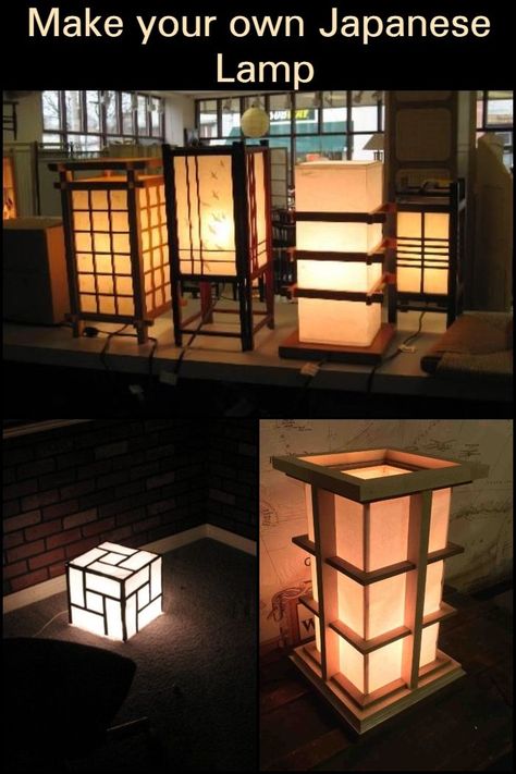 Classic in style, beautiful in form and function, Japanese lamps are perfect for mood lighting. Learn how to make your very own Japanese lamp here. Japanese Lamps Traditional, Diy Japanese Decor, Japanese Lights, Japanese Decor Ideas, Diy Lamp Ideas, Japan Decoration, Wood Lantern Diy, Japanese Decoration, Japanese Lighting