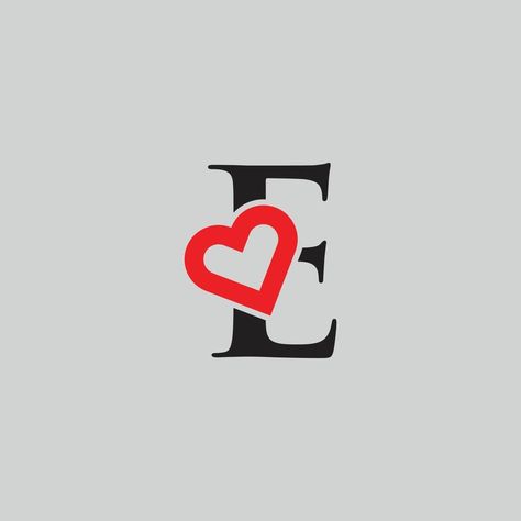 Logo Heart Letter E. Beautiful vector love logo design. E love outline creative letter design The Letter E Aesthetic, I Heart E Pfp, I Love E Wallpaper, The Letter E Design, Letter E With Heart, E In A Heart, E Drawing, E With A Heart, E Aesthetic Letter