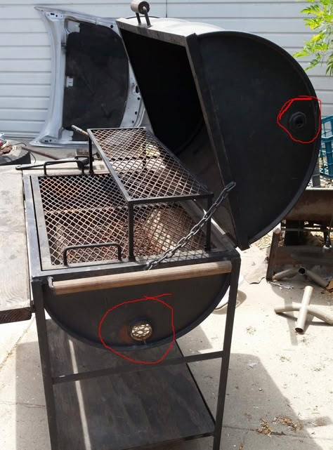 Drum Grill Ideas, Barrel Grill How To Build, Diy Barbecue Grill, Bbq Grill Ideas, Oil Drum Bbq, Grill Diy, Barbeque Grill Design, Barrel Grill, Barrel Bbq