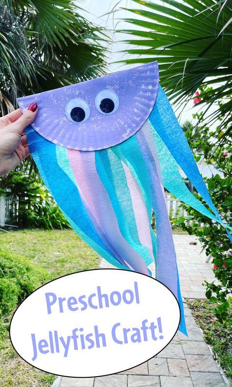 Ocean Art Crafts For Preschool, Water Animals Theme Preschool, Prek Ocean Art, Preschool Ocean Theme Crafts, Jellyfish Classroom Theme, Sea Art Preschool, Ocean Prek Crafts, Ocean Themed Arts And Crafts, Sea Animal Theme Preschool