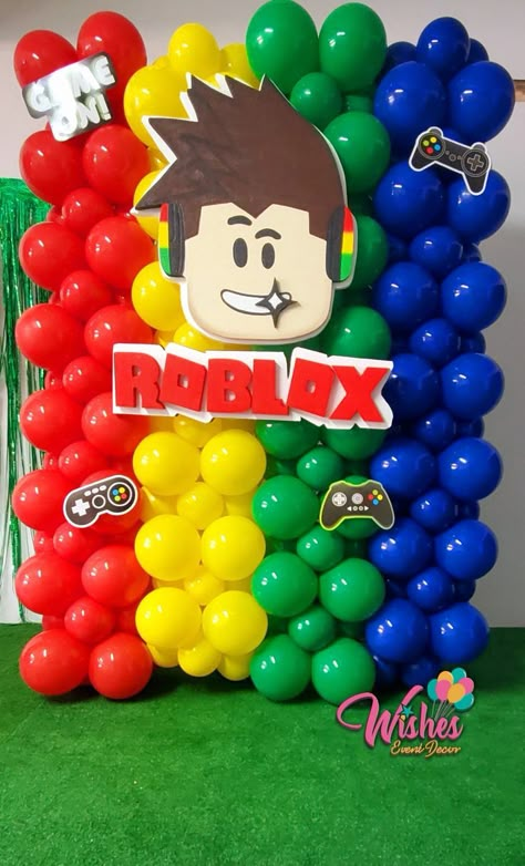 Roblox Party Ideas Decoration, Roblox Table Decoration, 9 Birthday Party Ideas Boy, Roblocks Birthday Party Ideas, Birthday Roblox Party Ideas, Roblox Theme Birthday Party Ideas, Roblox Diy Party, Roblox Birthday Party Ideas Diy, Roblox Bday Party Ideas