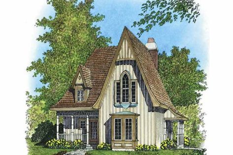 Gothic Revival House Plans, Gothic Tiny House, Gothic Revival Cottage, Gothic Victorian House, Gothic Revival House, Gothic Cottage, Small Cottage House Plans, Victorian House Plans, Victorian Style House