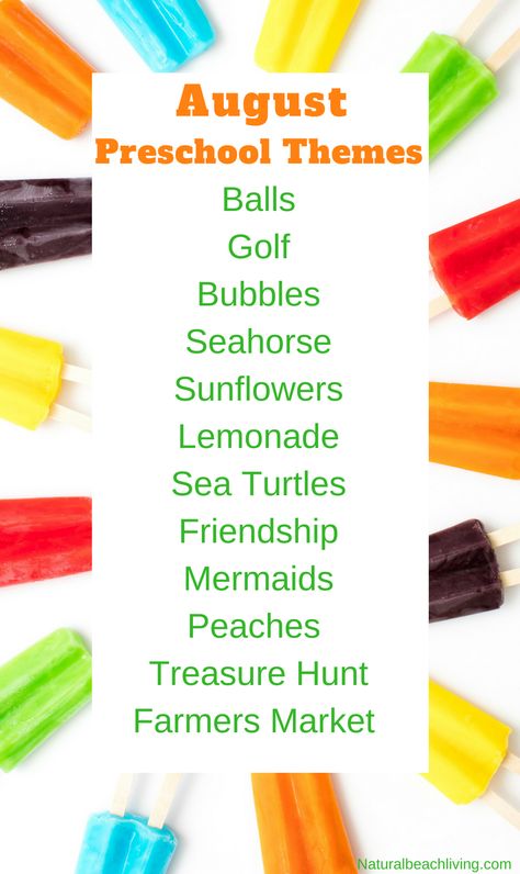 #preschool #preschoolactivities #kindergarten August Preschool Themes, Preschool Monthly Themes, Summer Preschool Themes, Summer Lesson Plans, Daycare Lesson Plans, August Themes, Summer Lesson, Daycare Themes, Toddler Lessons