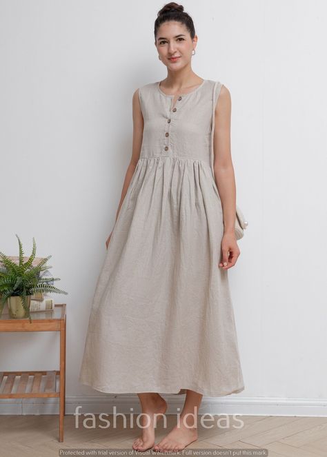 10 Stunning Skitter Dress Ideas to Elevate Your Fashion Game Linen Casual Dress Simple, Cotton Dress Summer Casual, Womens Linen Dress, Pleated Skirt Plus Size, Home Dress Women, Dress With Pleated Skirt, Sleeveless Cotton Dress, Linen Dress Summer, Maxi Design