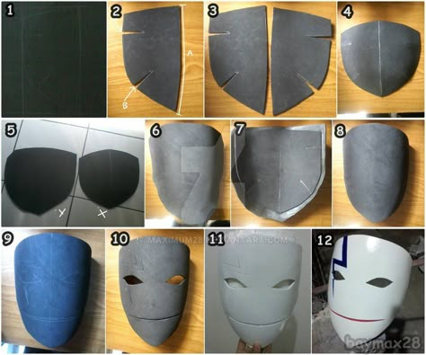 DIY Hei (darker than black mask) by Maximum28 Darker Than Black Mask, How To Make Cosplay Mask, Foam Mask Diy, Cosplay Mask Diy, Mask Diy Craft, Mask Craft Ideas, Hei Darker Than Black, Darker Than Black, Waterproof Paint