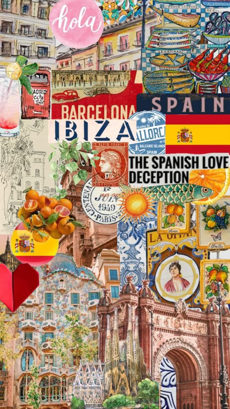 SPAIN 🇪🇸 💃🏼✨ Spanish Background Wallpapers, Spanish Mood Board, Spain Aesthetics Wallpaper, Spain Wallpaper Aesthetic, Espana Aesthetic, Spain Moodboard, Spanish Collage, Spain Background, Spanish Motivation