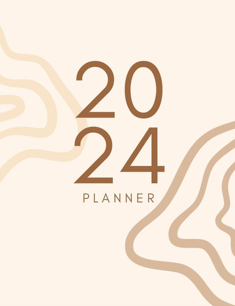 a white and brown poster with the number twenty four Monthly Planner Cover Design, New Year Cover Page, 2024 Planner Cover, Budget Planner Cover, Neutral Planner, 2024 Recap, Planner Cover Page, Free Weekly Planner Templates, Year Recap