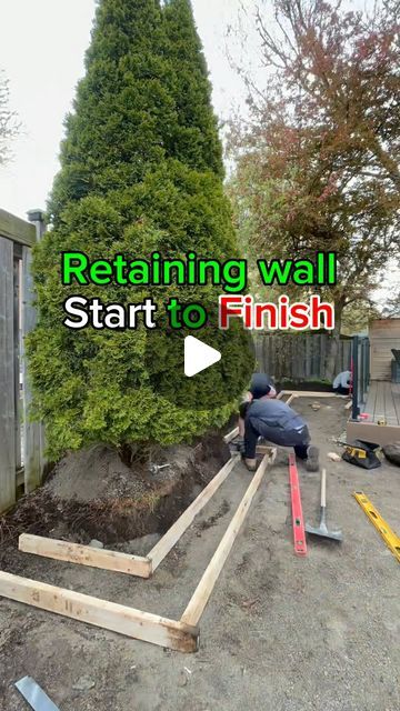 Brock Edwards | How do you build a retaining wall?   #retainingwalls #concert #landscape_lovers #landscapingdesign #landscape #interlock #viral #fyp... | Instagram Diy Garden Retaining Wall Cheap, Front Porch Retaining Wall Ideas, Garden Retaining Wall Ideas Landscaping, Edge Landscape Ideas, Retainer Wall Landscaping, How To Build A Retaining Wall, Timber Retaining Wall Ideas, Diy Retaining Wall Cheap, Base Of Tree Landscaping