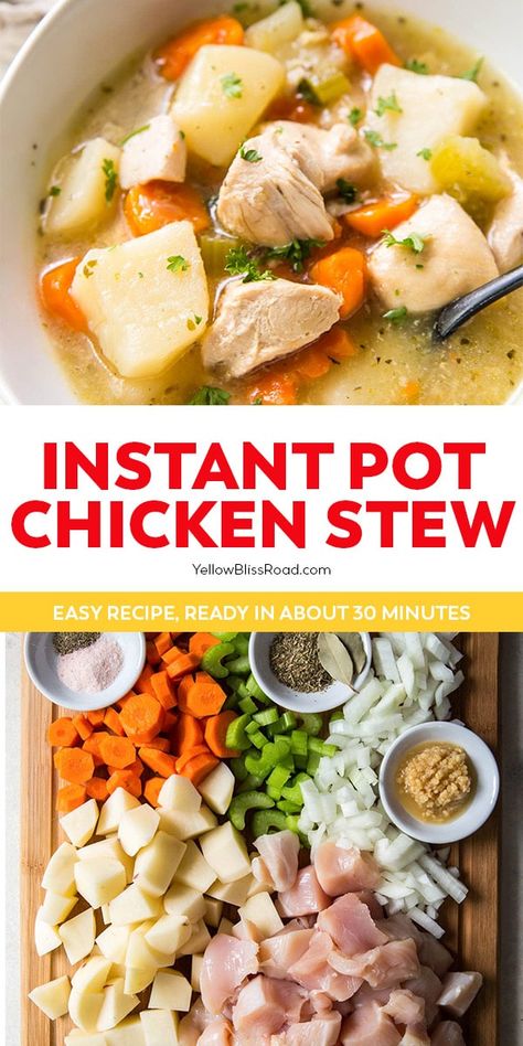 Instant Pot Chicken Stew Ninja Foodi Chicken Stew, Instant Pot Recipes Chicken Potatoes, Chicken Potato Stew Instant Pot, Instant Pot Leftover Chicken Recipes, Instant Pot Chicken Vegetables, Instapot Chicken Vegetable Soup, White Wine Chicken Stew Instant Pot, Insta Pot Chicken Stew Recipes, Pressure Cooker Stew Recipes