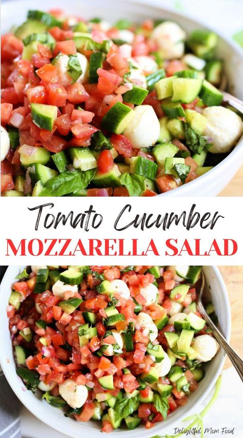 Tomato Cucumber Fresh Mozzarella Salad, Salad Mozzarella Balls, Tomato Cucumber And Mozzarella Salad, Tomato Cucumber Mozzarella, Healthy Cucumber Side Dishes, Mozarella Balls Recipe Cherry Tomatoes, Mozerrala Balls, Cucumber Mozzarella Tomato Salad, Mozarella Tomato Cucumber Salad