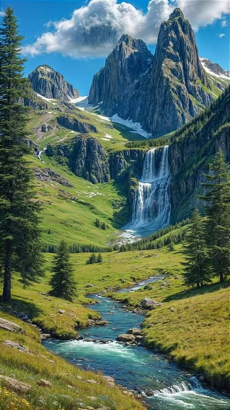 Switzerland Landscape Wallpaper, Beautiful Switzerland Nature, Switzerland Waterfalls, Switzerland Scenery, Switzerland Travel Photography, Switzerland Wallpaper, Mountain Switzerland, Waterfall Aesthetic, Landscape Switzerland