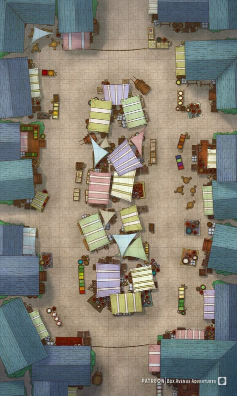 Battlemaps Dnd City, How To Make A Dnd Map, City Square Battlemap, Dnd 5e Battlemaps, Festival Battlemap, Dnd Marketplace, Dnd City Ideas, Market Map Dnd, Dnd Bandit Camp