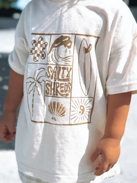 Kids' T-shirts + Tanks – Salty Shreds City T Shirt Design, Baby Surf, Surf Style Clothes, T-shirt Design Illustration, Graphic Shirt Design, Neckline Designs, Hemp Fabric, Surf Outfit, Beach T Shirts