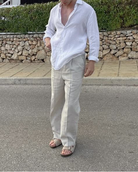 Mens Lenin Pants, Linen White Shirt Men, Linen Fits Men, Lenin Pants Outfit Men, Old Money Trousers Men, Lenin Shirt Men, White Linen Shirt Men Outfit, White Linen Pants Outfit Men, Linen Trousers Outfit Men