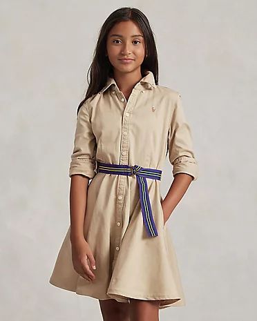 Designer Dresses & Rompers for Girls - Bloomingdale's Shirt Dress With Belt, Girls Designer Dresses, Girls Belts, Ralph Lauren Kids, Americana Fashion, Cotton Chinos, Ralph Lauren Dress, Dress With Belt, Dresses Kids Girl