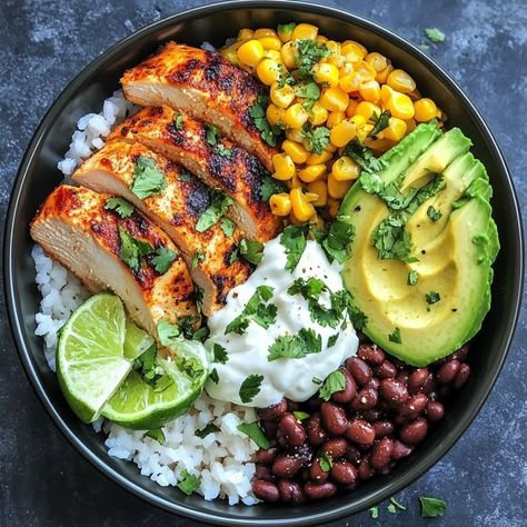 Fresh ingredients and bold flavors in this Planet Rice chicken Bahn Mi bowl – a healthy, satisfying meal that’s easy to prep! #BahnMiBowl #HealthyEating #GainAndGrain Bahn Mi Bowl, Roasted Black Beans, Chicken Bahn Mi, Street Corn Chicken, Weight Gain Recipes, Cooked Corn, Chicken Rice Bowl, Corn Chicken, Chicken Roasted