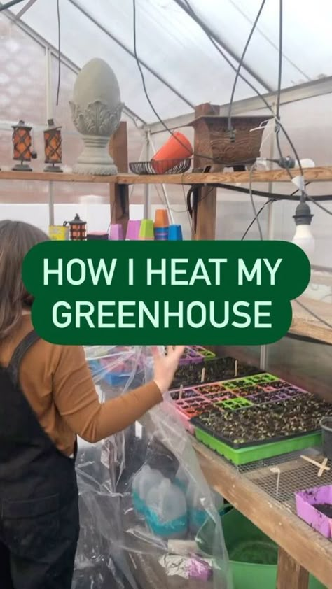 Greenhouse Heat Lamp, Diy Greenhouse Heating, Heating A Small Greenhouse, Diy Porch Greenhouse, Saran Wrap Greenhouse, Portable Greenhouse Ideas, Greenhouse Insulation Ideas, Harbor Freight Greenhouse 10x12 Modifications, Green House Hacks