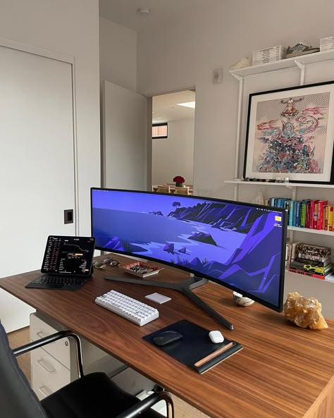 10 Tips for Creating a Zen Office Space#42 Trading Setup, Zen Office, Desk Setup Ideas, Setup Pc, Mac Setup, Dream Setup, Computer Desk Setup, Home Studio Setup, Desktop Setup