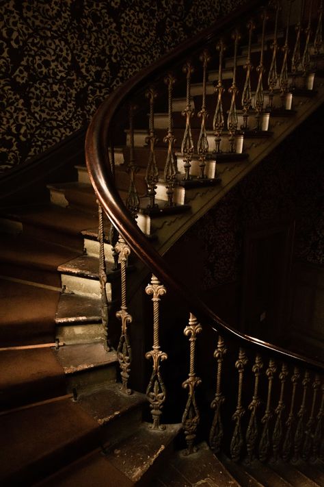 Victorian Stairs, Glamour Decor, Castles Interior, Interior Pictures, Fun Shots, Dark Academia Aesthetic, Gothic Architecture, Brown Aesthetic, Grey Wallpaper