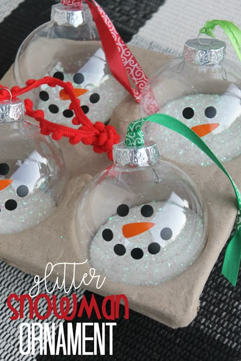 Therapy Activity For Kids, Kids Christmas Crafts Ornaments, Diy Snowman Ornaments, Diy Schneemann, Clear Christmas Ornaments, Therapy Activity, Ornament Craft, Christmas Crafts For Adults, Kids Christmas Ornaments