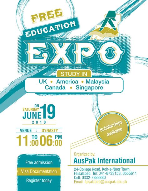 Education expo by Shaket Two Color Design, Linkedin Banner, Banner Ad, Poster Layout, Key Visual, Event Poster, Post Ideas, Art Activities, Study Abroad