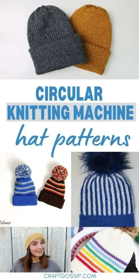 Circular Knitting Machine Hat Knitting Patterns – Knitting #knittingmachine Knitting Machine Hat, Garter Stitch Knitting Patterns, Addi Knitting Machine Projects, Circular Knitting Machine Patterns, Knitting Machine Ideas, Round Knitting, Brother Knitting Machine, Knitting Quilt, Circular Loom