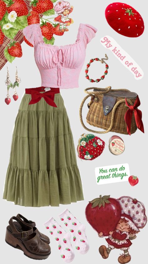 #strawberryshortcake #red #cutee Cute Girl Outfits Aesthetic, Strawberry Shortcake Halloween Costume, Girl Outfits Aesthetic, Strawberry Clothing, Strawberry Shortcake Outfits, Strawberry Outfit, Aesthetic Red, Model Outfits, Cute Costumes